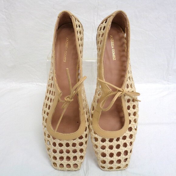 ANDREA GOMEZ Amelia Ballet Flat Natural Raffia size EU 37.5 / US 7 - Picture 1 of 9